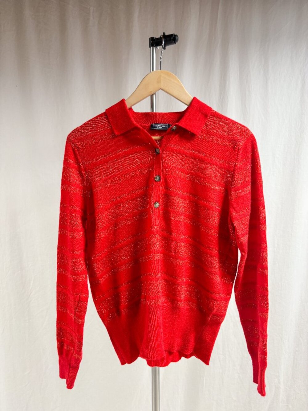 Vineyard Vines 100% Cashmere Red & Gold Button Polo Sweater